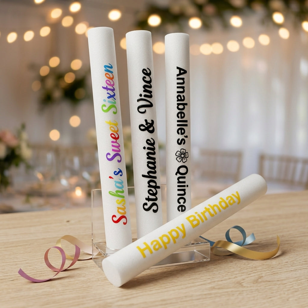 Embossed Multi-Color LED Foam Sticks – Flashing Light Up Party Favors